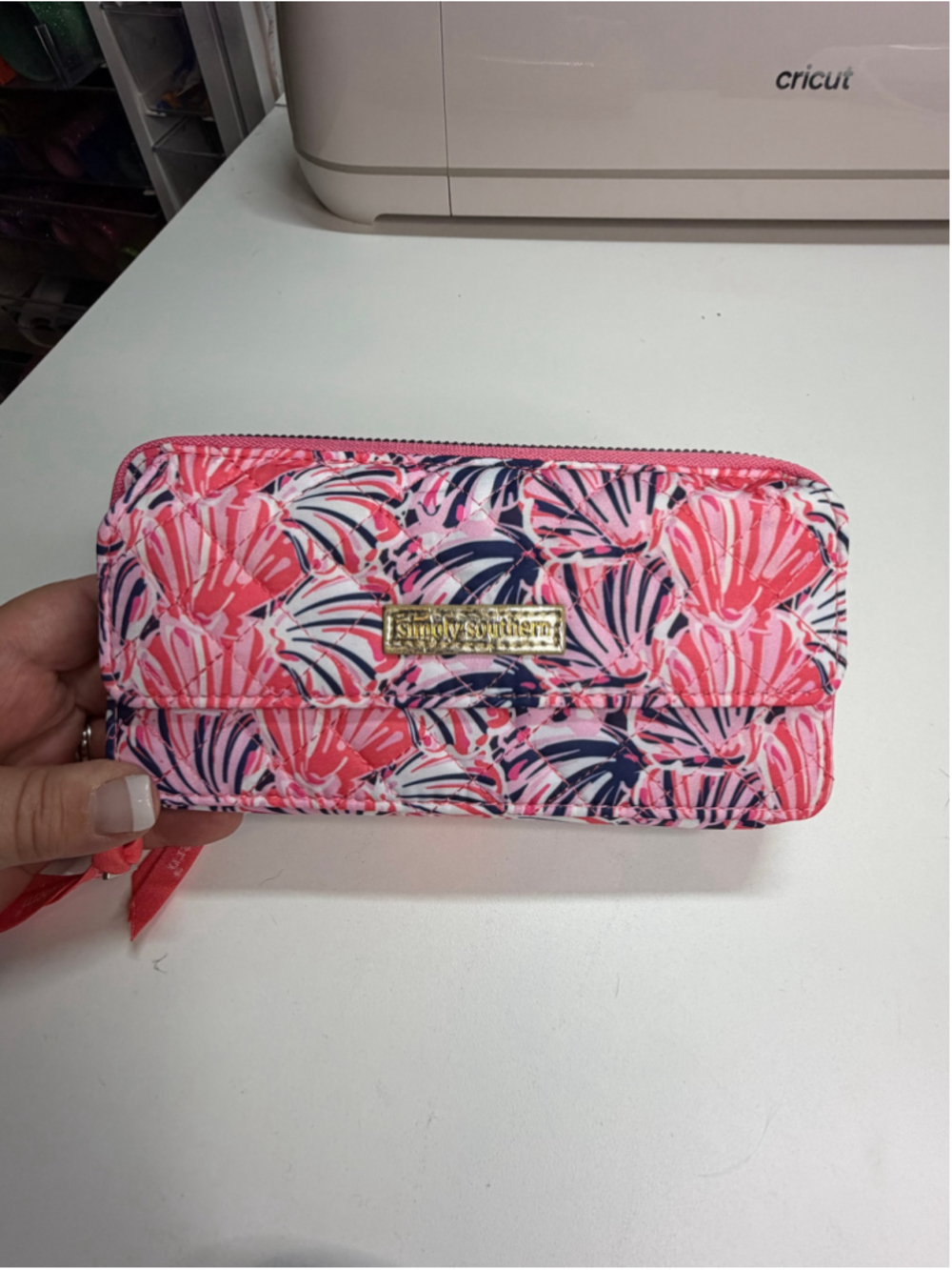 Women's Simply Southern Quilted Wallet One Size Pink Navy Blue